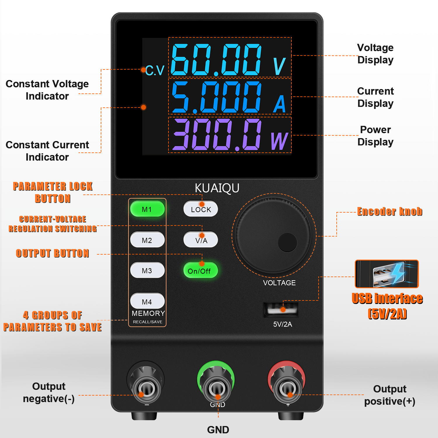 KUAIQU SPPS605D-232 300W fuent - Programmable Dc Power Supply 60V 5A reseña y precio